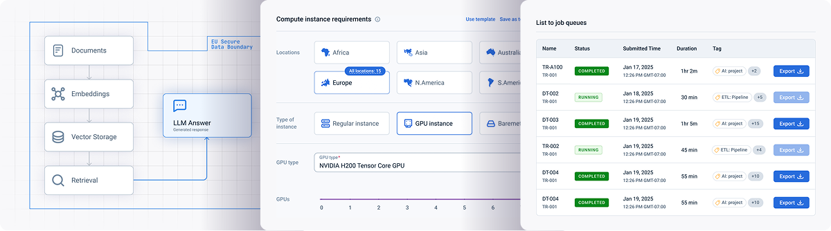 emma Cloud GPU interface: instance configuration and job queues
